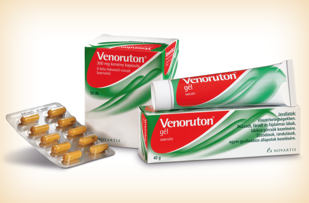 Venoruton gél 40g és Venoruton 300 mg kemény kapszula 50x, hatóanyag:  O-β-hidroxietil-rutozid (oxerutin) Vény nélkül kapható gyógyszerek