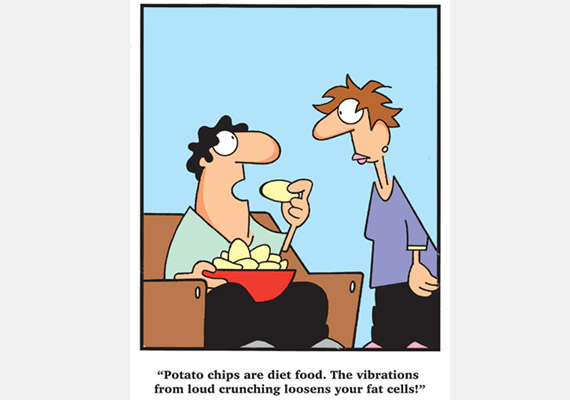 	A chips diétás étel. A hangos ropogás keltette vibrációk zsírégető hatásúak.