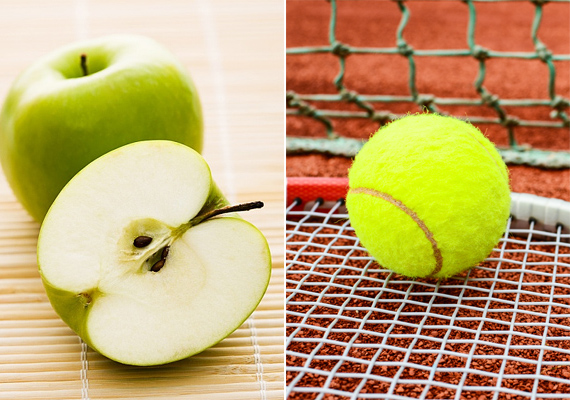 	Egy kisebb méretű alma nagyjából akkora, mint egy teniszlabda, ennek az energiatartalma 60 kalória.