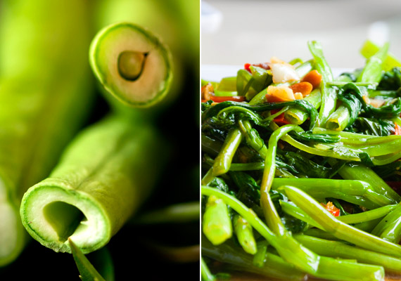 
                        	A buddhizmus hatása az étkezésben is tetten érhető: sok zöldséget, húsmentes ételt fogyasztanak a Vietnamban. A vízispenót - a kínai konyhában ong choy néven emlegetik - például egy kedvelt, könnyen elérhető zöldség, amelyre számos étel épül.