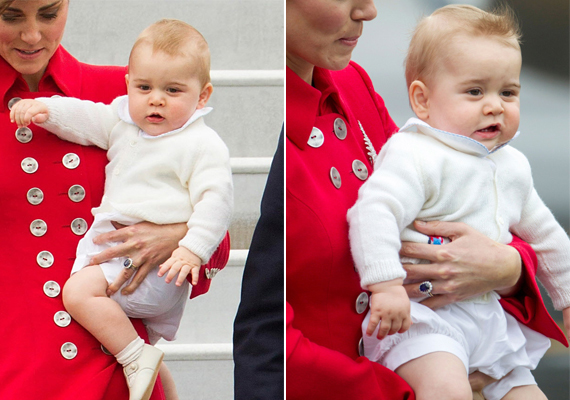 	A kis hercegről már most bátran ki lehet jelenteni, hogy apukájához hasonlóan népszerű lesz a lányok körében, ha felnő. A kép az új-zélandi reptéren készült április 7-én.