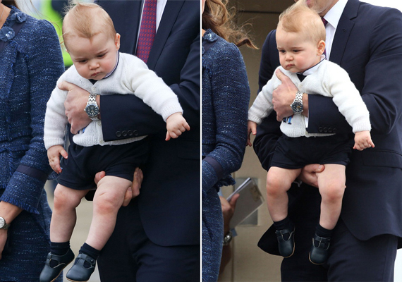  	Láthatóan gondosan figyelnek rá, hogy a kis György mindig az alkalomnak megfelelő, elegáns, szüleiéhez passzoló ruhában jelenjen meg.