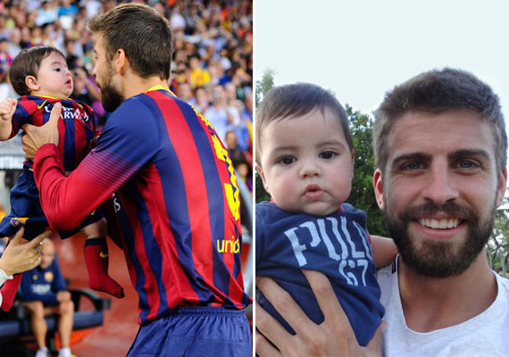 
                        	A focista Gerard Piqué és az énekesnő Shakira kisfia, Milan igazi kis hajas baba. A boldog apuka láthatóan nagyon szereti csemetéjét.