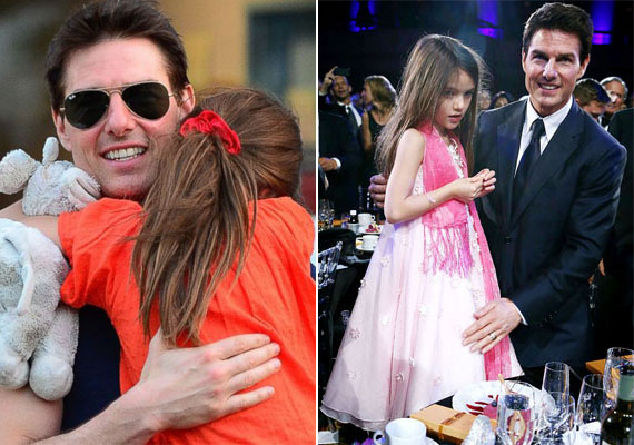 	Nem kevésbé Tom Cruise és a kis Suri, aki egyébként nagyon hasonlít anyukájára. A színész büszke, sugárzó mosolya mindent elárul. Odavan  a kislányáért.
