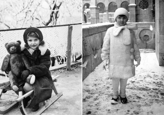 
                        	Bájos kislányok téli portréi 1952-ből - balra - és 1932-ből - jobbra.