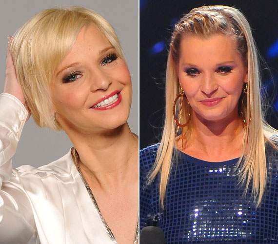 	Lilu szerepelt már a képernyőn rövid - bal oldali kép -, félhosszú, a 2013-as X-Faktor női műsorvezetőjeként pedig hosszú hajjal is - jobb oldali fotó.