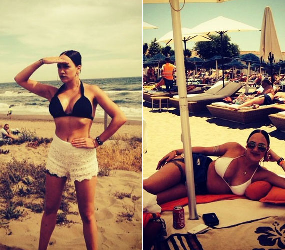 	Tóth Gabi a spanyolországi Marbellán nyaralt tavaly nyáron. Többnyire bikinifelsőben és sortban fotózkodott a parton.
