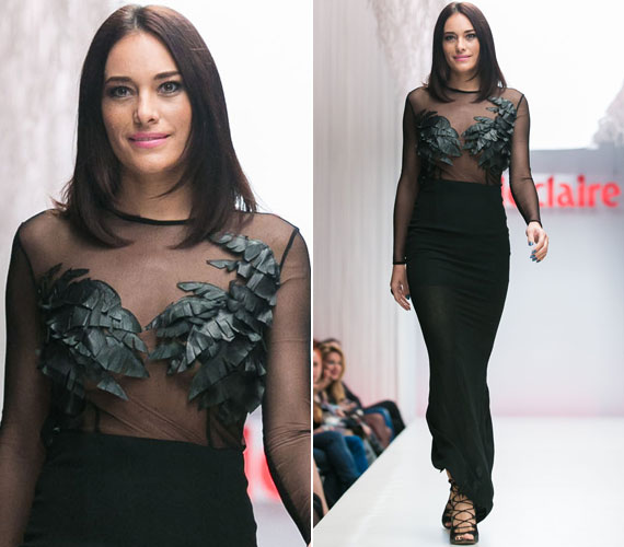
                        	A 2014-es Marie Claire Fashion Days egyik legmerészebb ruháját is ő viselte: a fekete alkalmi ruha áttetsző felsőjének a mellrészét csak sötét tollak borították.