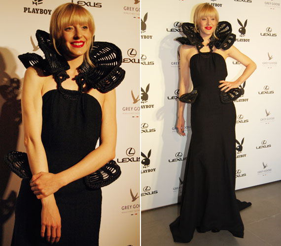 	Az énekesnő az áprilisi Playboy-gálán Gottlieb Réka különleges fekete ruhájában az egyik legfeltűnőbb jelenség volt.