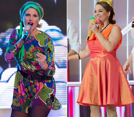 	Oroszlán Szonja és Csisztu Zsuzsa ruháikkal színt vittek a műsorba: előbbi egy zöld-kék-pink, utóbbi egy barack kreációban énekelt.