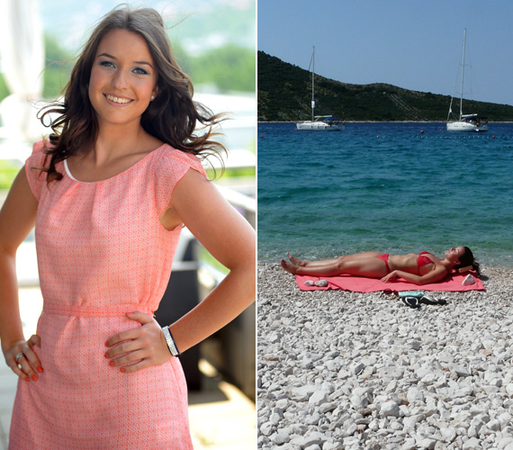 	Rátonyi Krisztina, az M1 műsorvezetője horvátországi nyaralásán mutatkozott tűzpiros bikiniben.