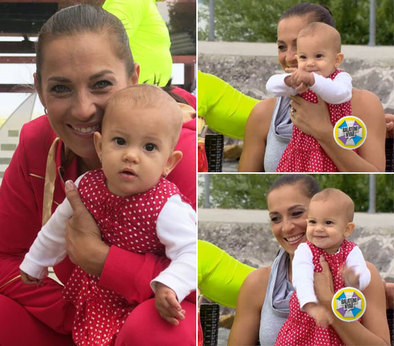 	Fésűs Nelly kislánya, Elza Zorka ugyancsak tíz hónapos. A színésznő kisbabája a Balatoni nyár műsorvezetőjét is meghódította huncut mosolyával.