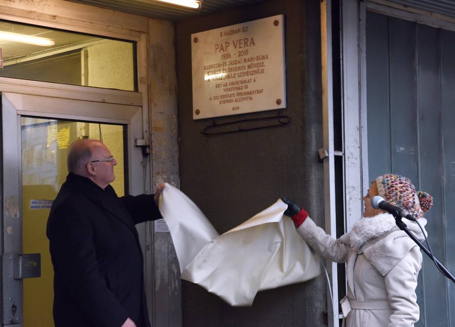 	A Vígszínház emléktáblát avatott fel Pap Vera tiszteletére, aki szerdán lett volna kereken 60 éves. A színésznő tavaly áprilisban hunyt el, legyőzte a rák. Pap Veráról képes cikkel emlékeztünk meg »