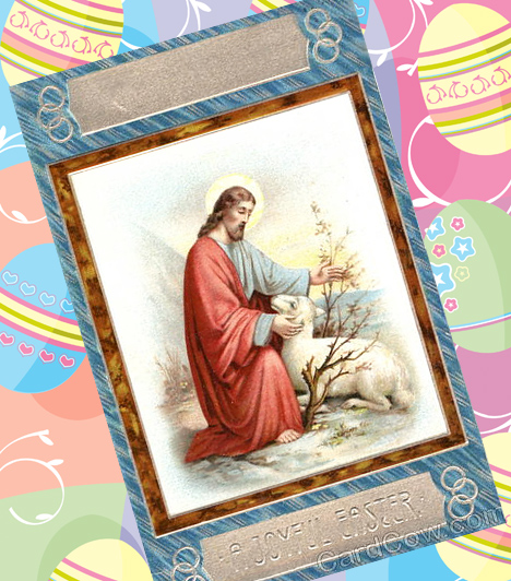  	Isten báránya  	Természetesen néhány évtizeddel ezelőtt még sokkal inkább jellemző volt a hitélet egy-egy jelenetét megeleveníteni a húsvéti képeslapokon, hiszen ez a keresztények legnagyobb ünnepe.  	Hasonló képeslapot nálunk is találsz. »