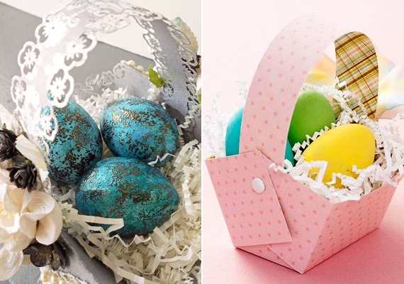 	Akár papírból készült kosárba is teheted a megfestett tojásokat, ez is nagyon mutatós.