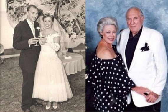 	60 évvel azután, hogy közös történetük kezdetét vette, ez a pár ismét közös portrét készíttetett magáról. Balra esküvői fotójukat láthatod.