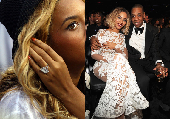 	Jay Z sem aprózta el a gyűrű kiválasztását, a platinából és 18 karátos gyémántból készült darab még egyszerű megformázással is körülbelül 5 millió dollárba került.