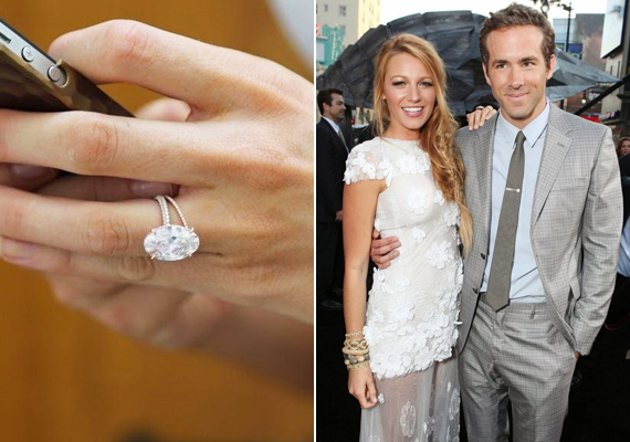 	A Blake Livey ujjára húzott gyűrűnek szintén gyémántkő díszeleg a közepén. Az azóta már büszke férj és apa Ryan Reynolds 2 millió dollárért vásárolta az ékszert.