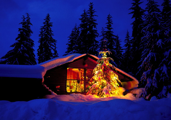 	Mesés lehet a ropogó tűz mellől nézni az éjszakát bevilágító karácsonyfát. A háttérkép letöltéséért kattints ide! »