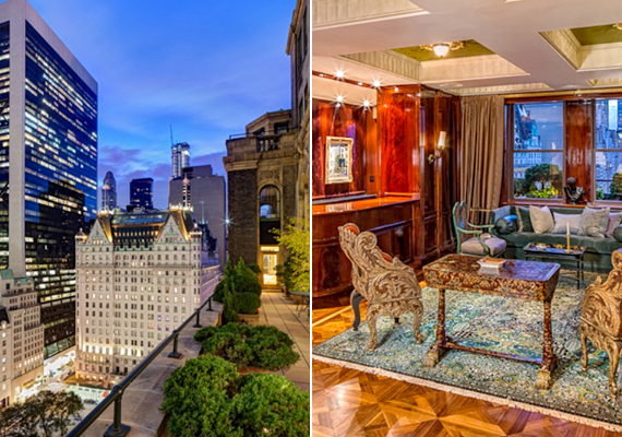 
                        	A 95 millió dolláros Sherry Netherland Coop New Yorkban egy háború előtti hotel átalakított, teljes 18. emeletét magáénak tudhatja. Hatalmas teraszok, 15 szoba, valamint egy nagyobb könyvtár is tartozik hozzá.