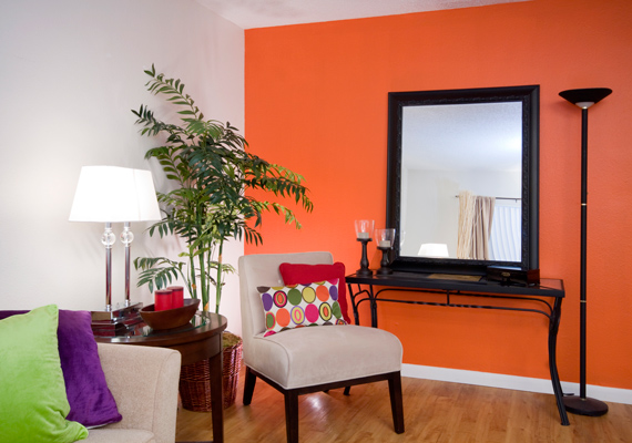 	Az egész nappali hangulata megváltozik, ha az egyik falat - lehetőleg a leghosszabbat - más színűre fested, mint a többit.