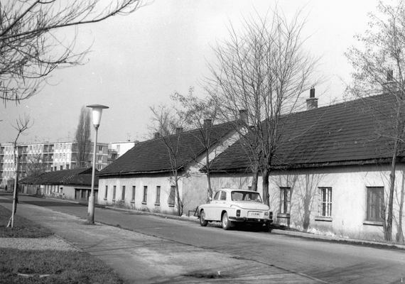 	1975 - a lakótelep új épülete és a Mária Valéria telep kis házai is látszanak.