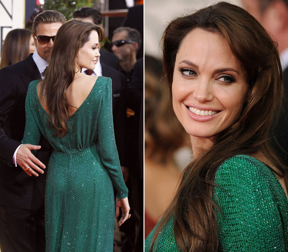 	Angelina Jolie ötvözte a klasszikus szabást a merész hátkivágással.