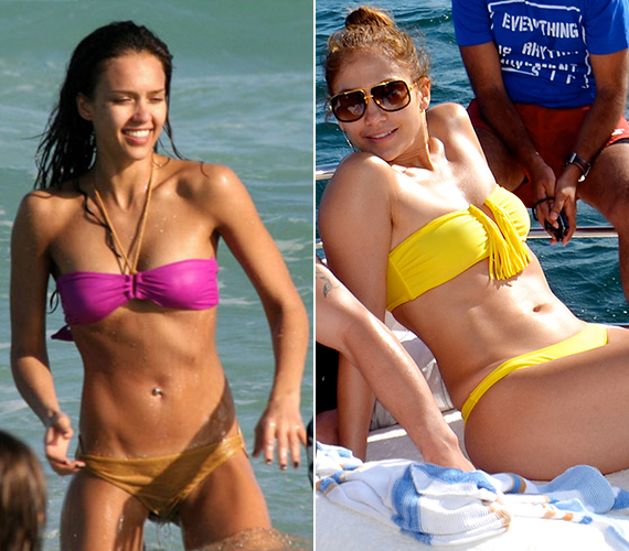 	Jessica Alba és Jennifer Lopez is az élénk színű bikinire esküszik.
