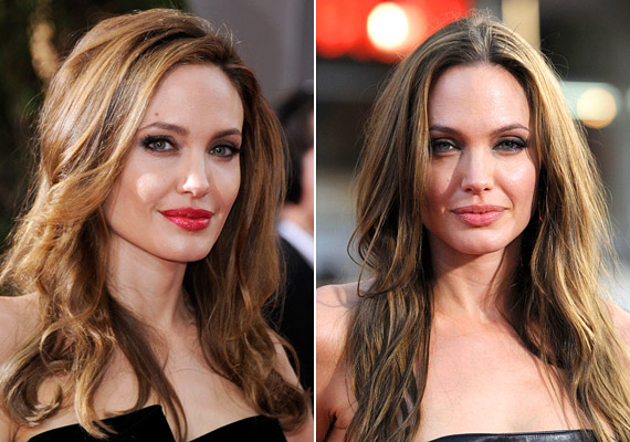 	Angelina Jolie mézes barna haja tökéletes választás, lágyít az arcvonásain.