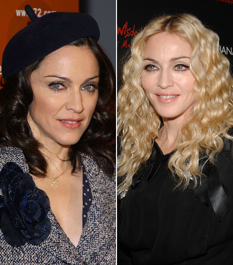 MadonnaAz egyre gumiszerűbb Madonna olasz származásának köszönhetően sötét hajú. De ki ne tudná nála jobban, hogy a sötét árnyalatok öregítenek?