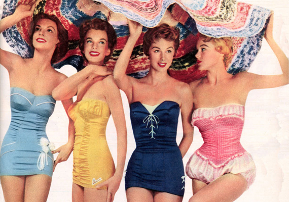 
                        	A nagy múltú Catalina márka feszes, szexi darabjai kihangsúlyozták az alakot. A kaliforniai cég szépségversenyeken is szerepeltette a fürdőruháit.