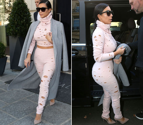 	Ez a ruha egyszerűen csak ízléstelen, és borzasztóan előnytelen is a nagy fenekű, alacsony Kim Kardashian alakján.