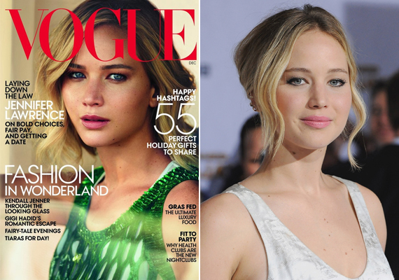 	Jennifer Lawrence szemeit egészen kicsire összenyomták a Vogue címlapján, amitől az arca furcsa lett.