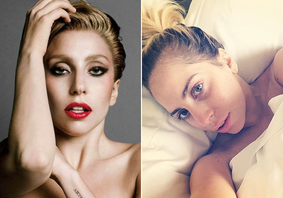 
                        	Lady Gaga valódi arcát sokáig nem láthattuk. Az olasz származású énekesnő mostanában szívesen oszt meg magáról intim képeket, ahol nincs vastag sminkje.