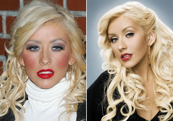 	Christina Aguilera soha nem a visszafogottságáról volt híres, de ez a bohócsmink tanítanivaló szinte, hogy miért is ne legyen hangsúlyos minden az arcon. Mennyivel jobban néz ki, ha csak a szájára hívják fel a figyelmet.