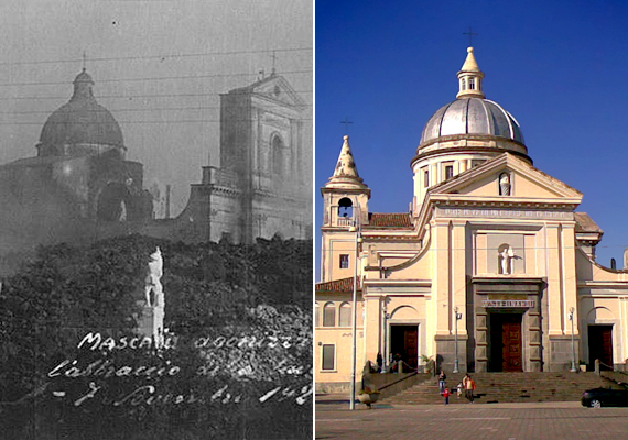 
                        	A szicíliai Mascali templomát az Etna 1928-as kitörése során ölelte körbe a láva. Mára sikerült közel eredeti állapotába visszaemelni.