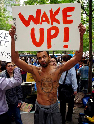 Ébresztő! - Tüntető New Yorkban