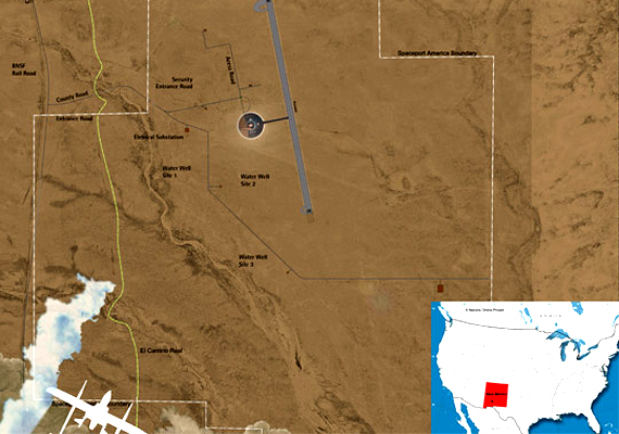 	A Spaceport Amerika a Jornada del Muerto-sivatagban, Új-Mexikóban, az Amerikai Egyesült Államok területén található.