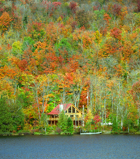  	Laurentian Mountains, Kanada  	A Laurentian vidéke megkapó szépségű hegyvidéki táj, mely ősszel az egész világon egyedülálló, tarka levélgúnyába öltözik. Ezt éves fesztiváljukkal is megünneplik a helyiek: a Színek Szimfóniája Fesztivál során a látogatók gondolából csodálhatják meg a természet színeit.  	Kapcsolódó cikk: 	7 gyönyörű magyar hely ősszel »