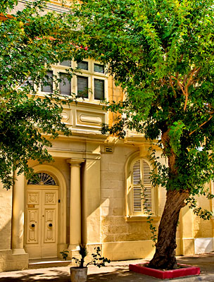 Tipikus máltai homlokzat Vallettában