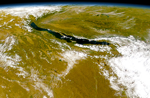 A Bajkál-tó műholdas felvételen
