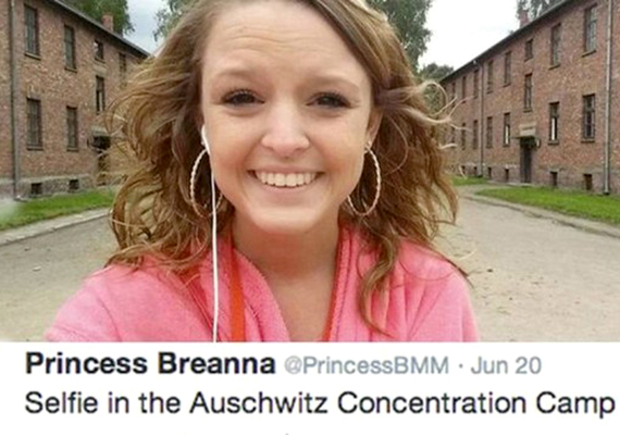 	Korábban szintén sokan támadták Breanna Mitchellt is a mosolygós fotó miatt, amelyet az auschwitzi koncentrációs tábor területén tett látogatása során készített, bár a lány elmondta, hogy nem tiszteletlenségből mosolygott, csupán édesapjára szeretett volna így emlékezni, akinek a halála évfordulóján ide látogattak.